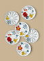 Hermia DNR0053 Platos de Postre de Porcelana 20x20x2 cm Juego de 6 Piezas